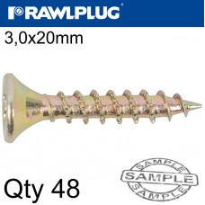 R-TS CHIPBOARD HD SCREW 3.0X20MM X48 PER BAG